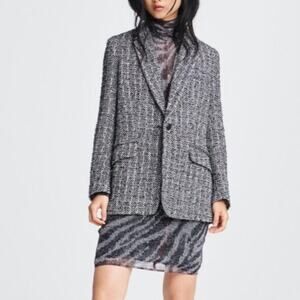 RAG & BONE Ames Linton Herringbone Wool Blend Tweed Blazer Size 6